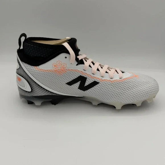 New Balance FreezeLX v5 Lacrosse Cleats Mens Size 8 White Black Hot Mango